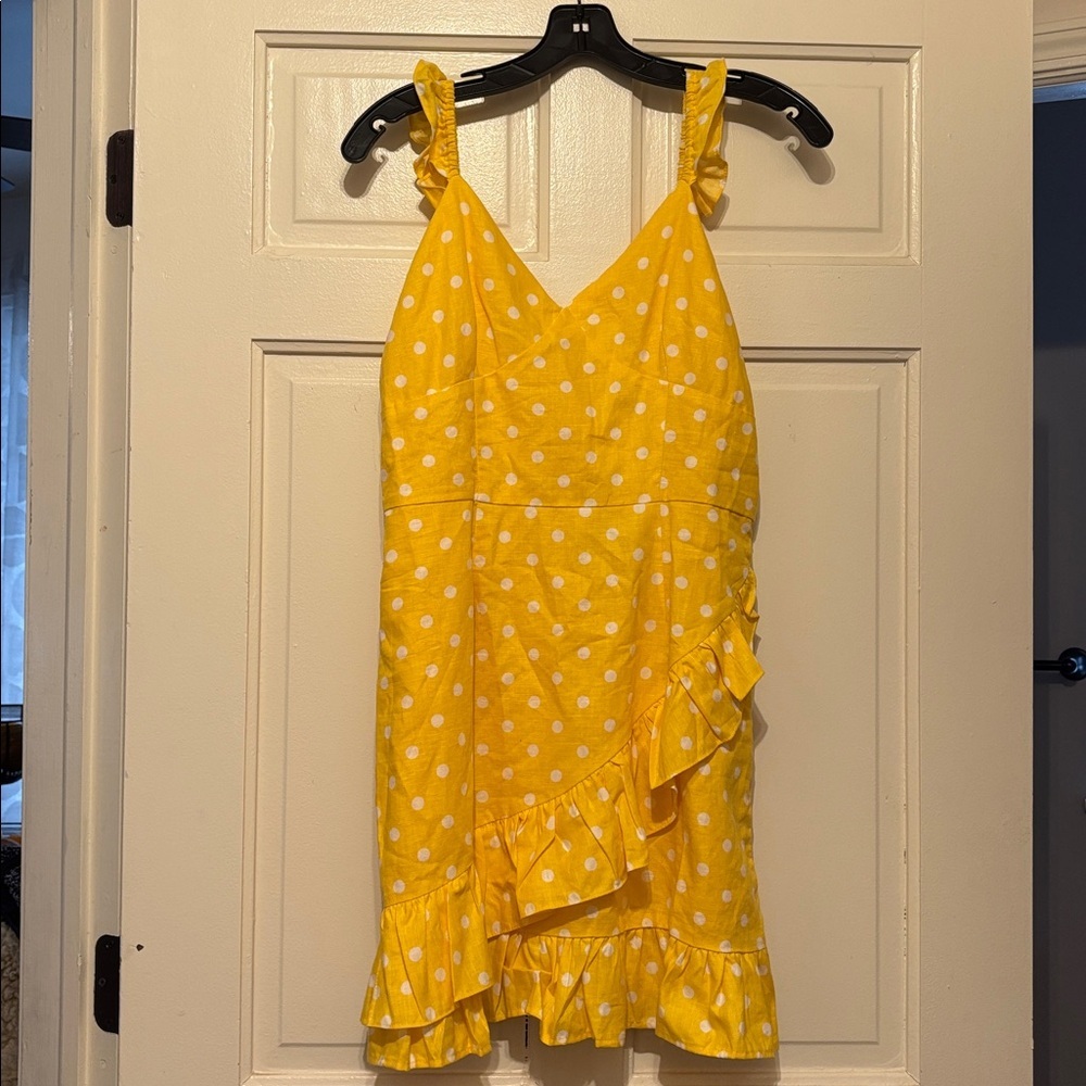 BNWT Fate yellow polka dot mini dress